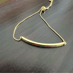 Rainbow rhinestone bracelet goldtone